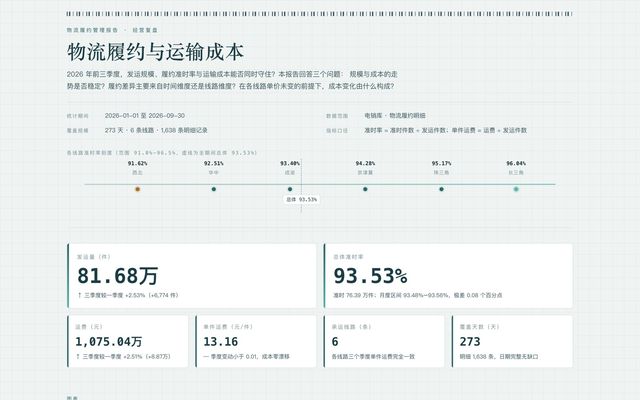 物流履约与运输成本真实报告截图